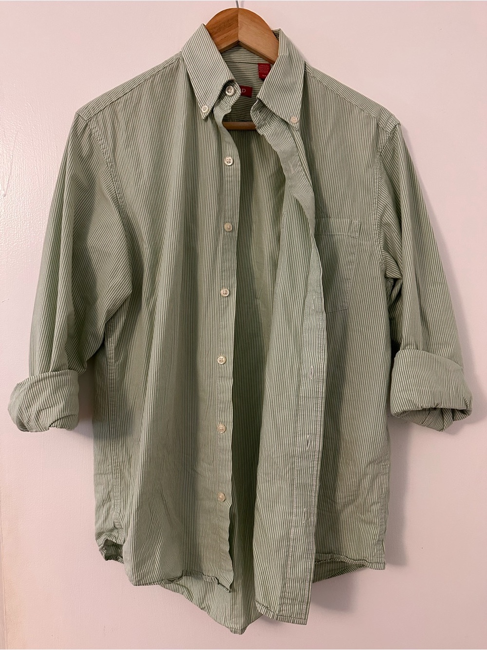 Izod Light Green Button Striped Shirt